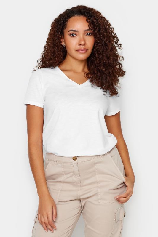 M&Co White V-Neck Cotton T-Shirt | M&Co 1
