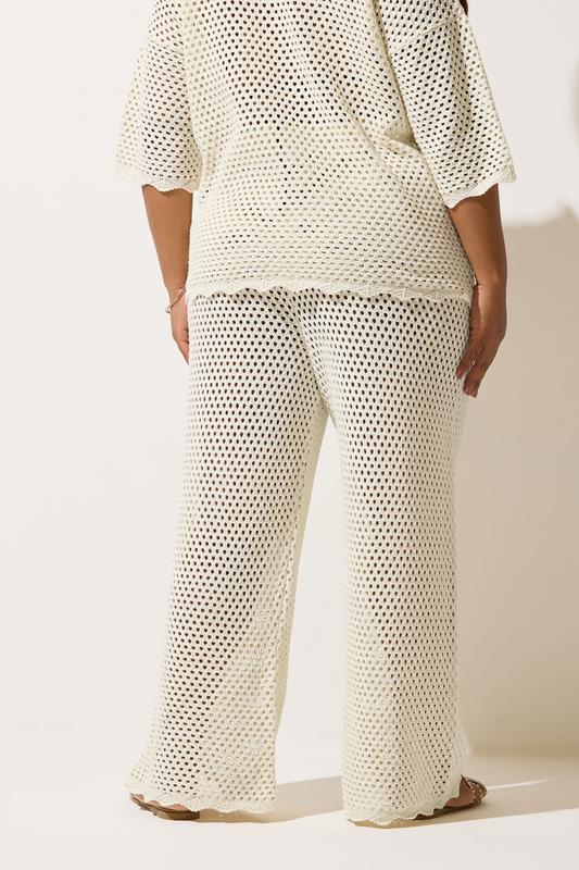 LIMITED COLLECTION Plus Size Cream Crochet Scallop Edge Trousers | Yours Clothing 2