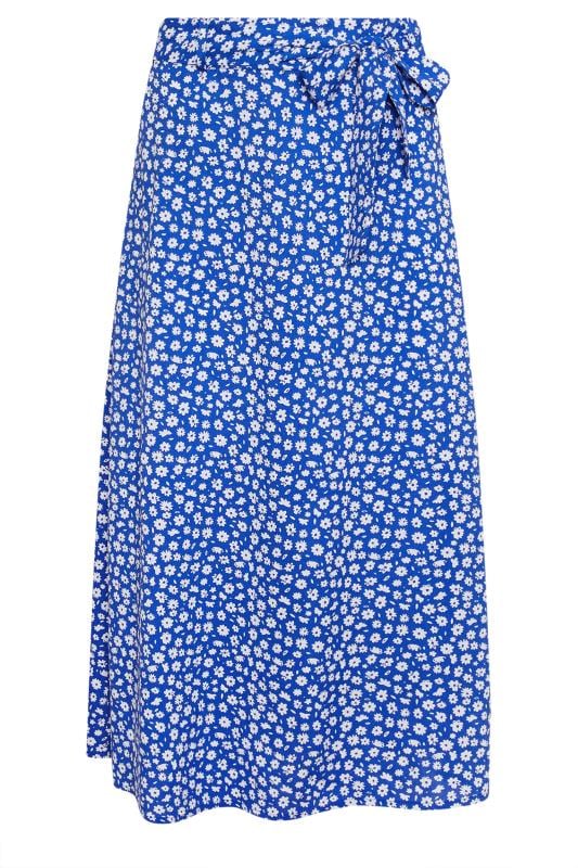 M&Co Blue Ditsy Floral Print Belted Midi Skirt | M&Co 5