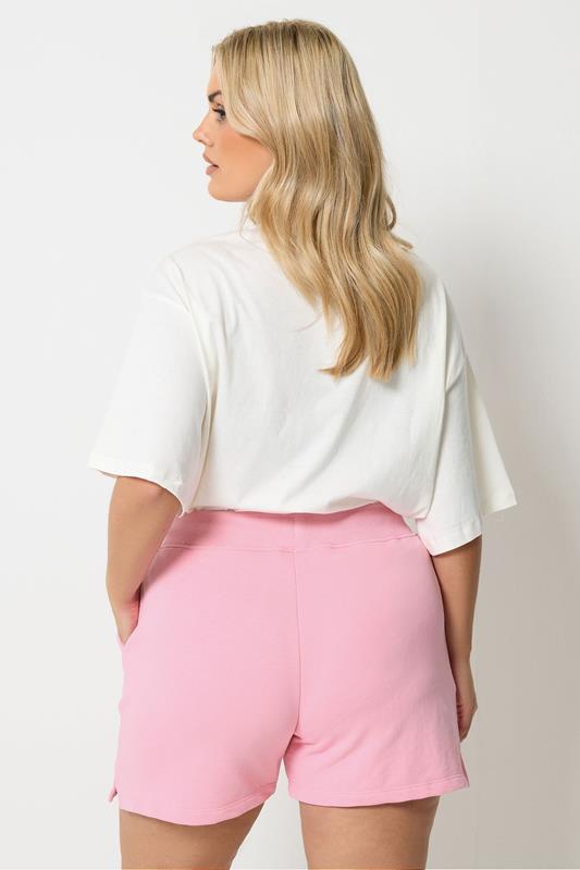 YOURS Plus Size Pink Jogger Shorts | Yours Clothing 2