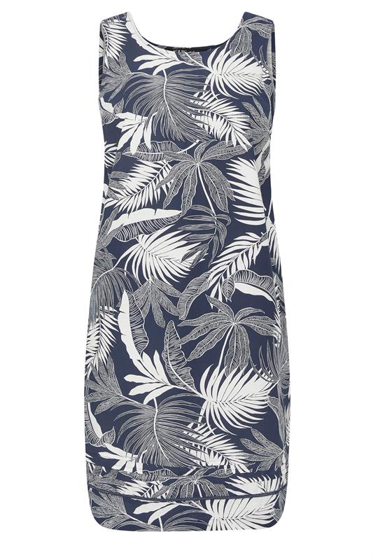YOURS Plus Size Navy Blue Palm Leaf Dress | Yours Clothing 5