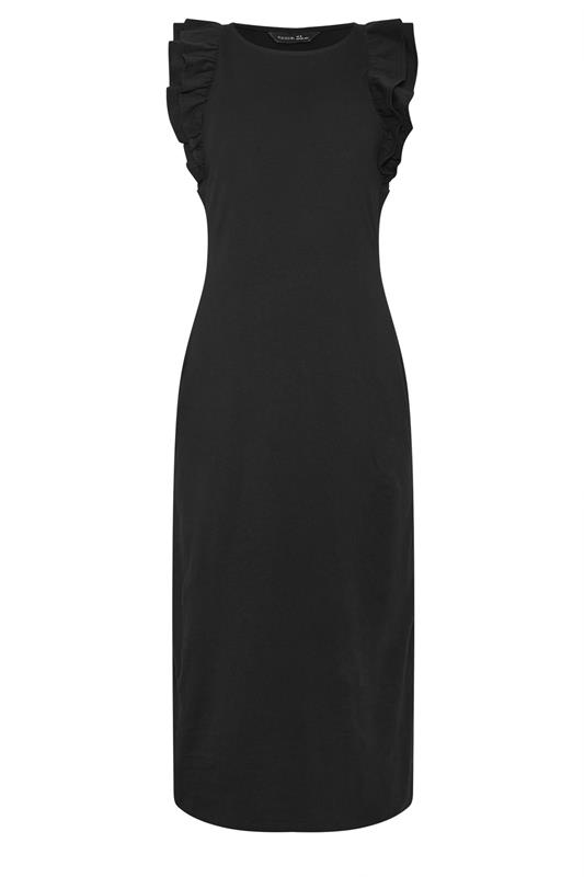 PixieGirl Petite Women's Black Frill Sleeve Cotton Maxi Dress | PixieGirl 6