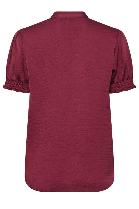 M&Co Burgundy Red Frill Satin Blouse | M&Co 7