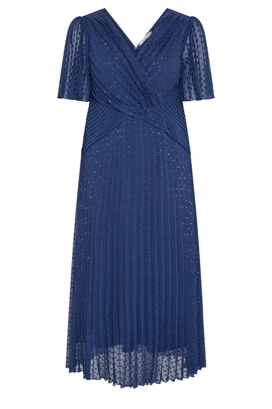 YOURS LONDON Plus Size Blue Pleated Wrap Maxi Dress | Yours Clothing 5