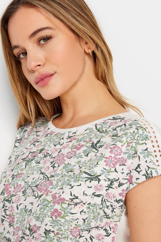 M&Co Petite White & Pink Floral Print T-Shirt | M&Co 4
