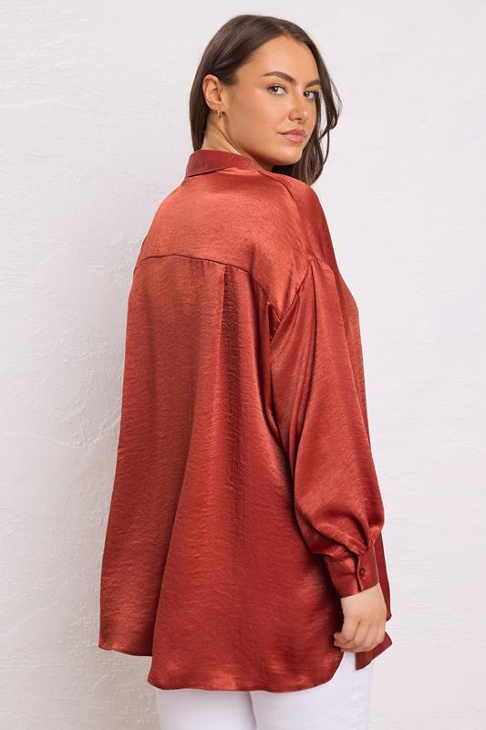 EVANS Plus Size Rust Orange Metallic Button Through Shirt | Evans 2