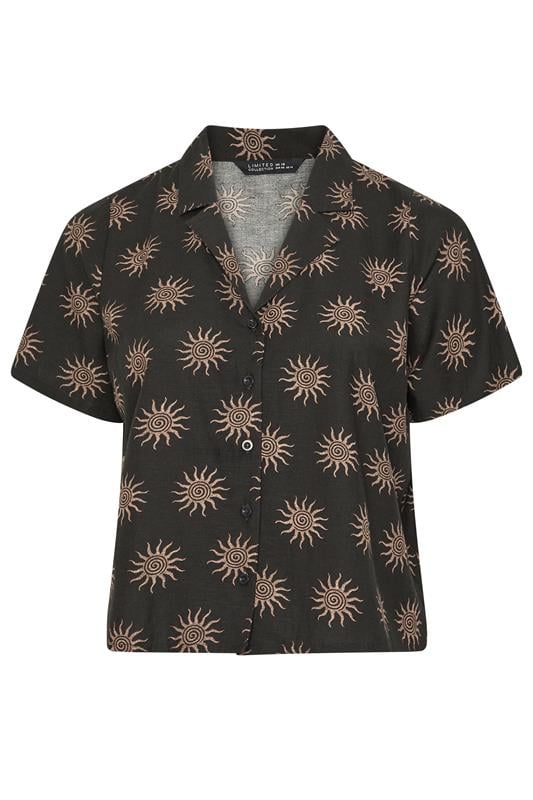 LIMITED COLLECTION Curve Dark Brown Sun Print Linen Boxy Shirt | Yours Clothing 6