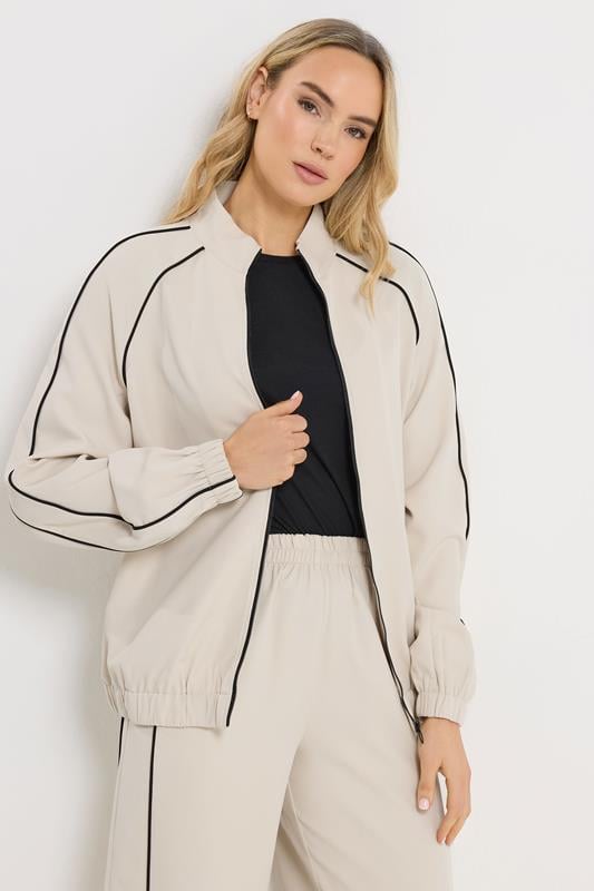 LTS Tall Women's Ivory White Piped Zip Through Jacket | Long Tall Sally 1