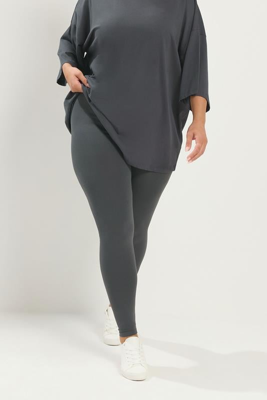 YOURS Plus Size Charcoal Grey Leggings | Yours Clothing 1