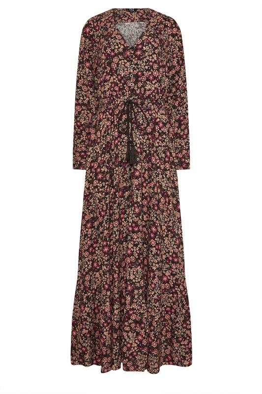 LTS Tall Black Floral Button Maxi Dress | Long Tall Sally 5