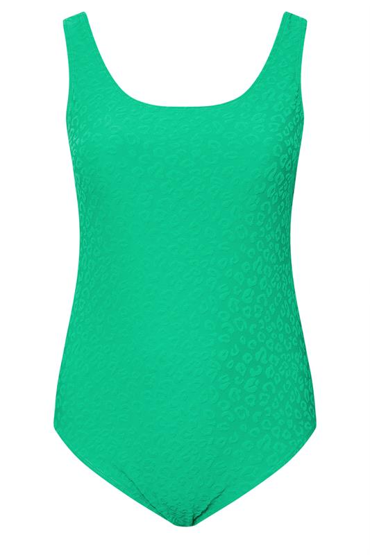 YOURS Plus Size Green Towelling Embossed Animal Swimsuit | Yours Clothing 7