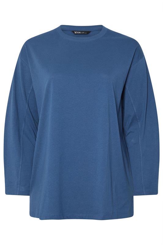 YOURS Plus Size Navy Blue Seam Detail Skater Top | Yours Clothing 5
