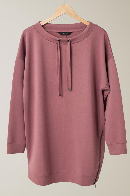 EVANS Plus Size Pink Luxe Zip Detail Sweatshirt | Evans  5