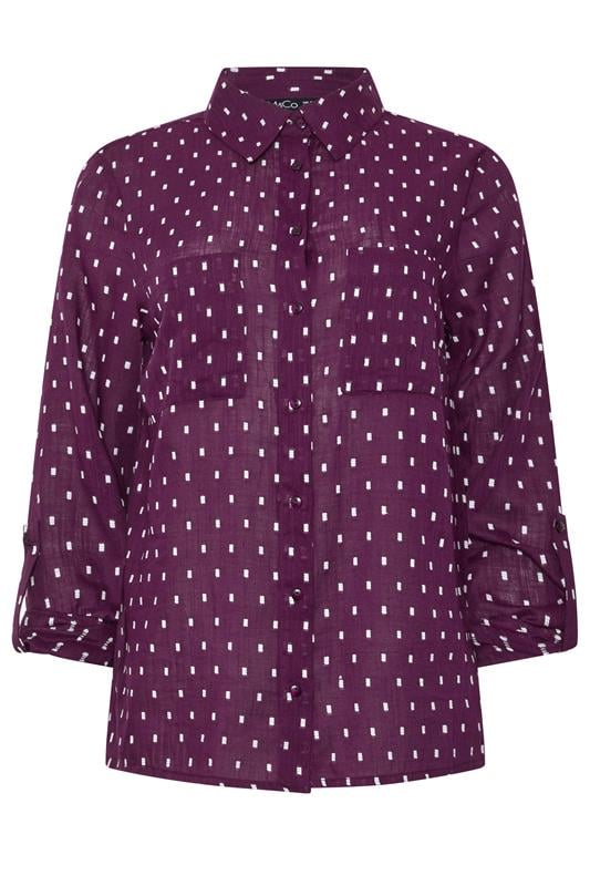 M&Co Women's Berry Purple Long Sleeve Dobby Shirt | M&Co 5