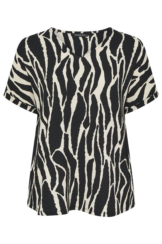 EVANS Plus Size Black Zebra Print V-Neck Top | Evans 6