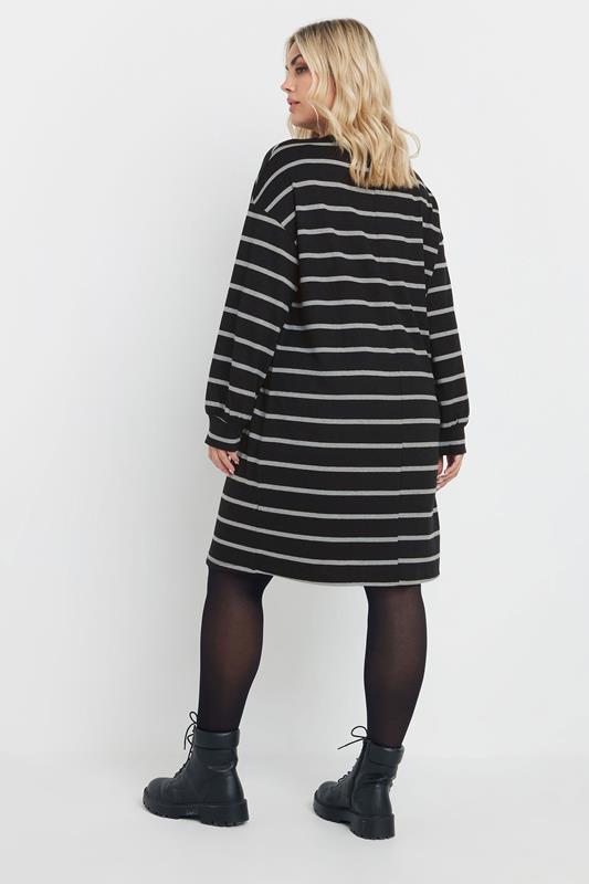 YOURS Plus Size Black & Grey Stripe Jumper Dress | Yours Clothing 2
