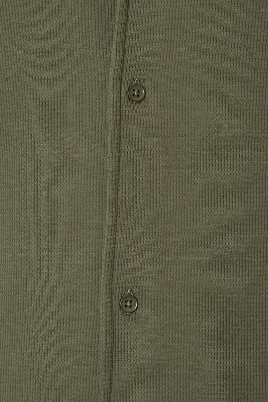 BadRhino Big & Tall Khaki Green Short Sleeve Textured Shirt | BadRhino 7