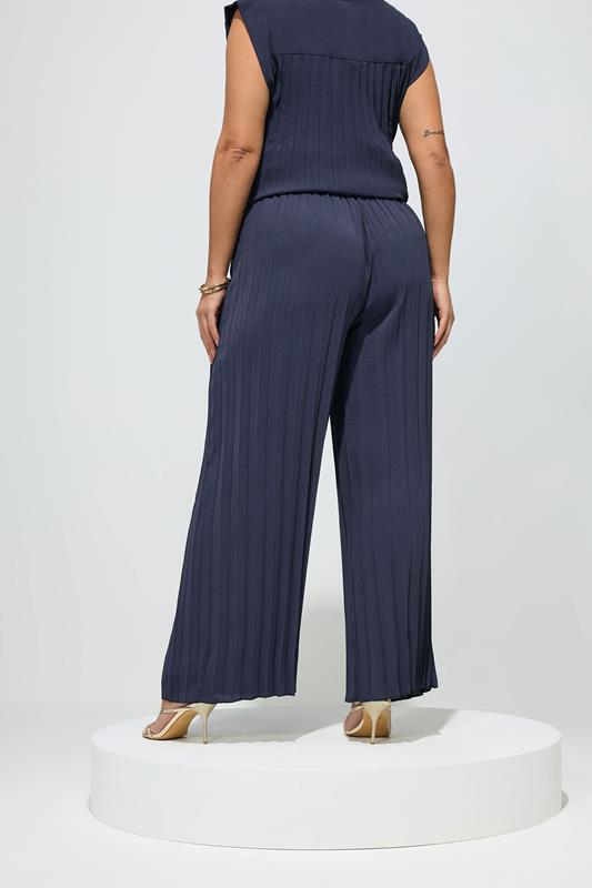 YOURS LONDON Plus Size Navy Blue Pleated Trousers | Yours Clothing 4
