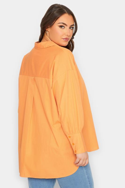 YOURS Curve Bright Orange Oversized Poplin Shirt | Yours Clothing  5