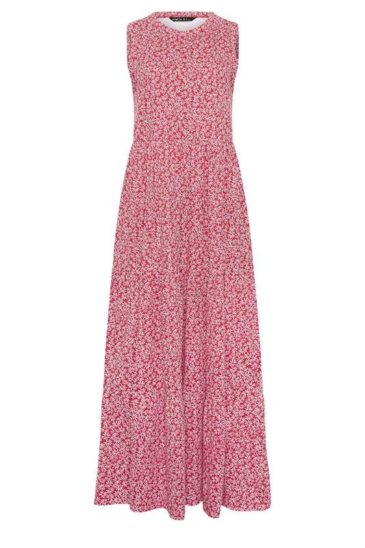 M&Co Red Floral Cotton Tiered Maxi Dress | M&Co 6