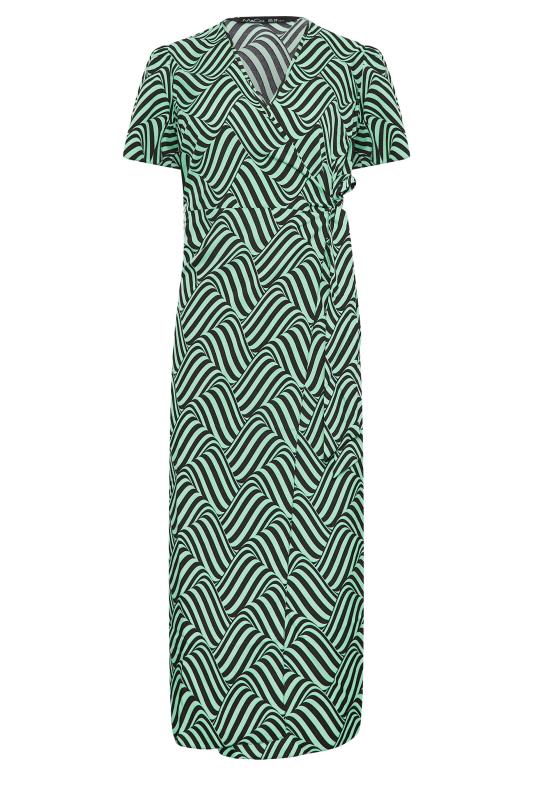 M&Co Green Abstract Stripe Wrap Dress | M&Co 6
