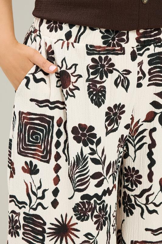 YOURS Plus Size Natural Brown Sun Print Culottes | Yours Clothing 4