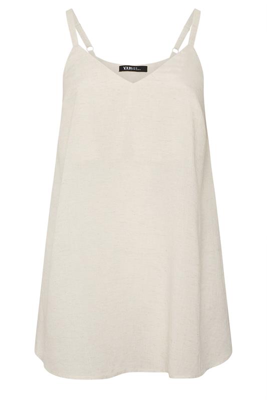 YOURS Plus Size  Natural Brown Linen Vest Top | Yours Clothing 5