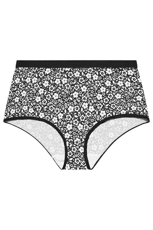 YOURSET 5 PACK Plus Size Black & White Floral Full Briefs | Yours Clothing 7