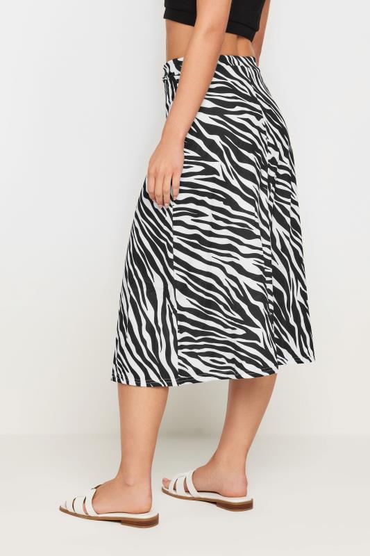 PixieGirl Black Zebra Print Tie Up Midi Skirt | PixieGirl 5