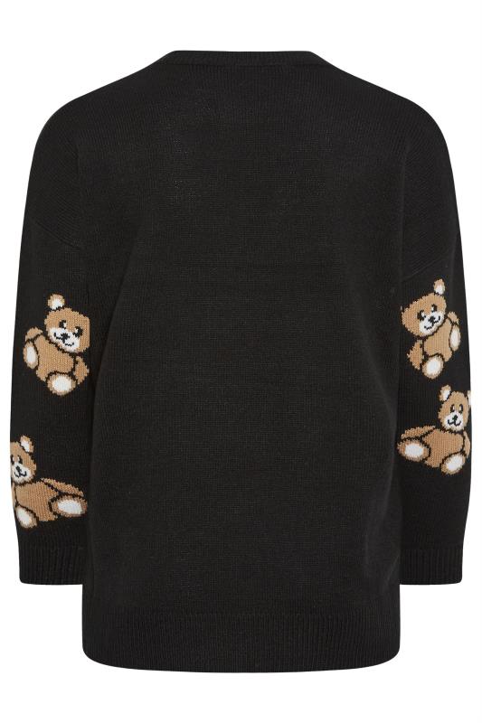 YOURS Plus Size Black Teddy Bear Print Knitted Jumper | Yours Clothing 6