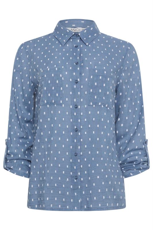 M&Co Blue Tab Sleeve Collared Dobby Shirt | M&Co 5