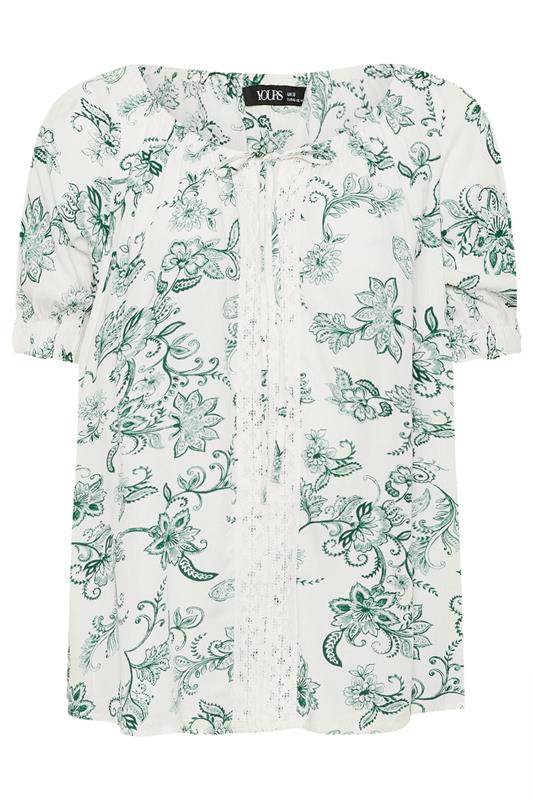 YOURS Plus Size Green Floral Crochet Top | Yours Clothing 5