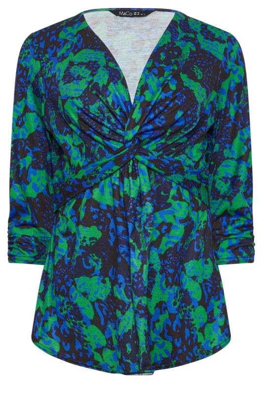 M&Co Blue & Green Animal Print Twist Front Top | M&Co 6