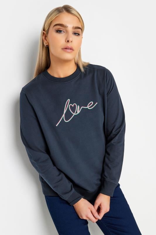Women's  M&Co Navy Blue 'Love' Slogan Crew Neck Sweatshirt