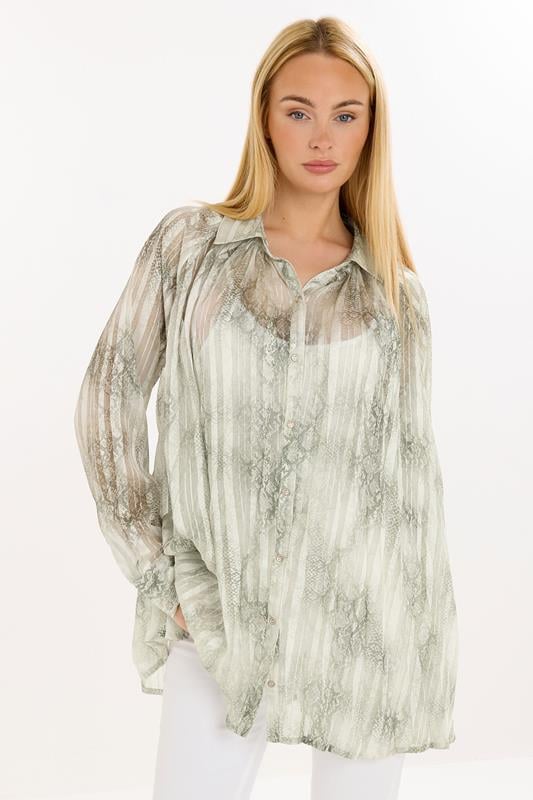  STAR Grey Snake Pleated Shirt