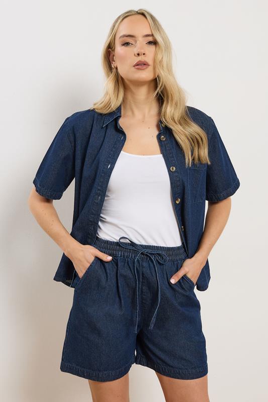 LTS Tall Indigo Blue Denim Elasticated Cotton Shorts