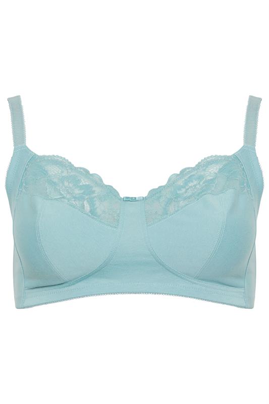 YOURSET 2 PACK Plus Size Blue Cotton Lace Trim Non-Padded Non-Wired Bralette | Yours Clothing 8