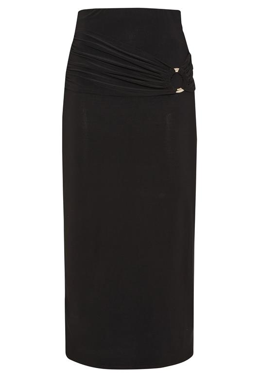 LTS Tall Black Buckle Drape Maxi Skirt | Long Tall Sally 5