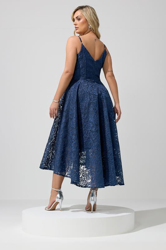YOURS LONDON Plus Size Navy Blue Lace Midi Dress | Yours Clothing 4