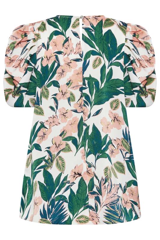 M&Co White Floral Print Puff Sleeve Blouse | M&Co  7