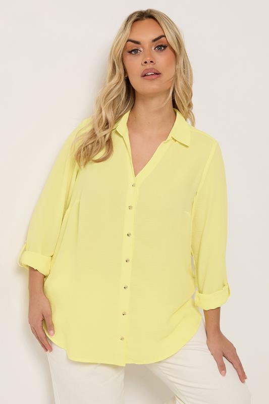 YOURS Plus Size Yellow Button Through Blouse | Yours Clothing 1