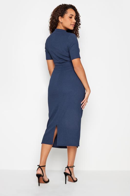 M&Co Navy Blue High Cowl Neck Gathered Dress | M&Co 3