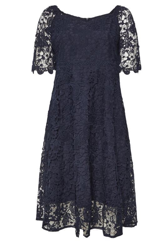 YOURS LONDON Curve Navy Blue Crochet Lace Dress | Yours Clothing 6