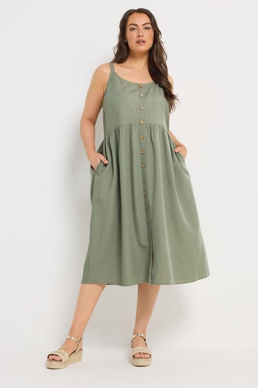 YOURS Curve Green Linen Sundress