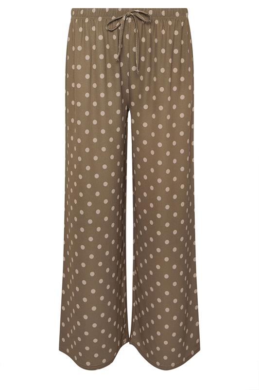 PixieGirl Petite Women's Brown Polka Dot Crepe Wide Leg Trousers | PixieGirl 5