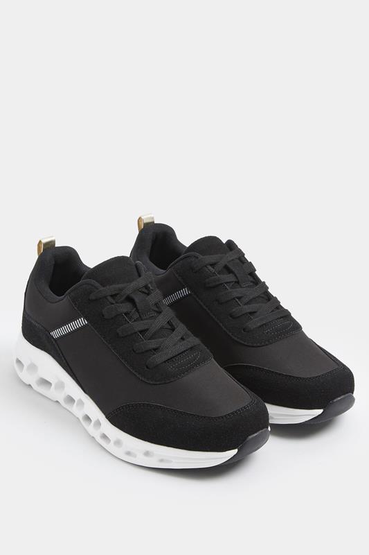 Black Contrast Chunky Runner Trainers In Extra Wide EEE Fit | Yours Clothing 1