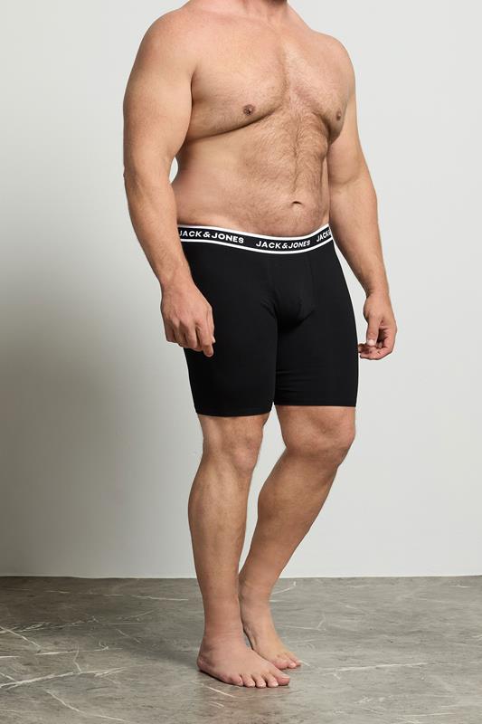 JACK & JONES Big & Tall 3 Pack Black Contrast Boxers | BadRhino 1