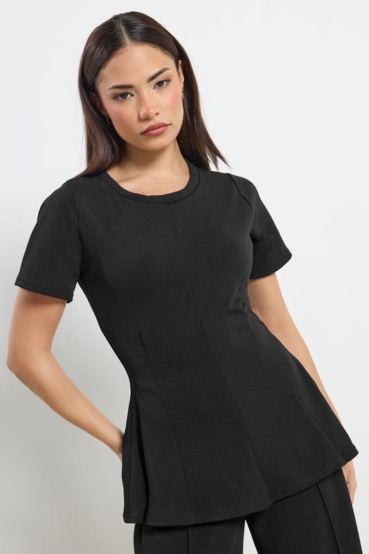 PixieGirl Petite Black Cotton Cinched Waist Top