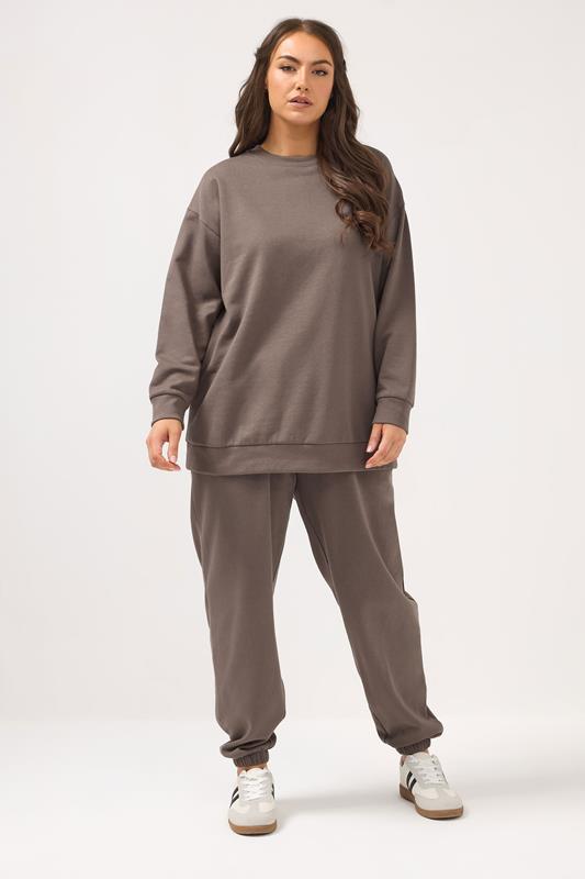 YOURS Plus Size Chocolate Brown Sweatshirt | Yours Clothing 1