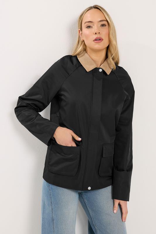 LTS Tall Women's Black Contrast Collar Barn Jacket | Long Tall Sally 1